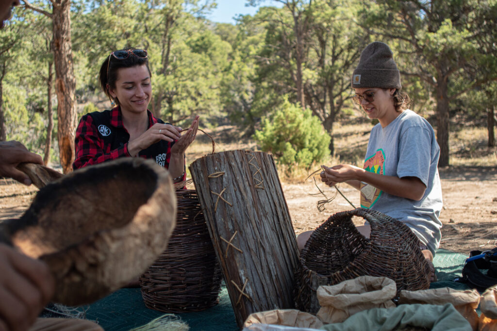 Working with wild cordage in the Colorado forest