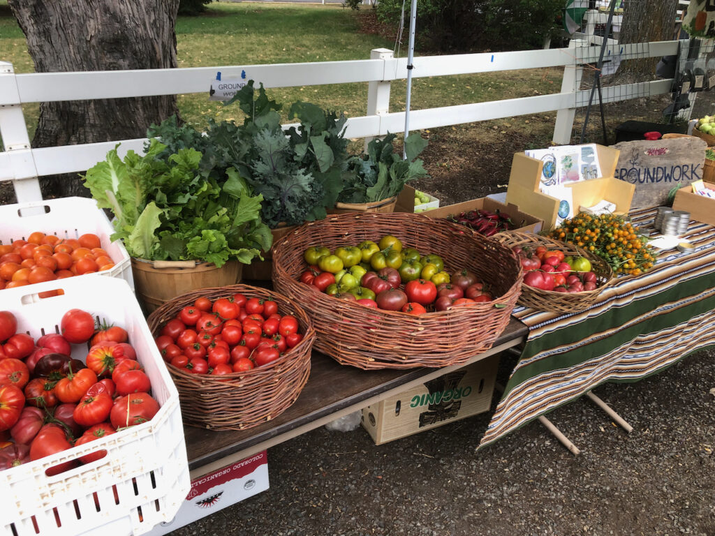 Groundwork's farmers market booth in Paonia