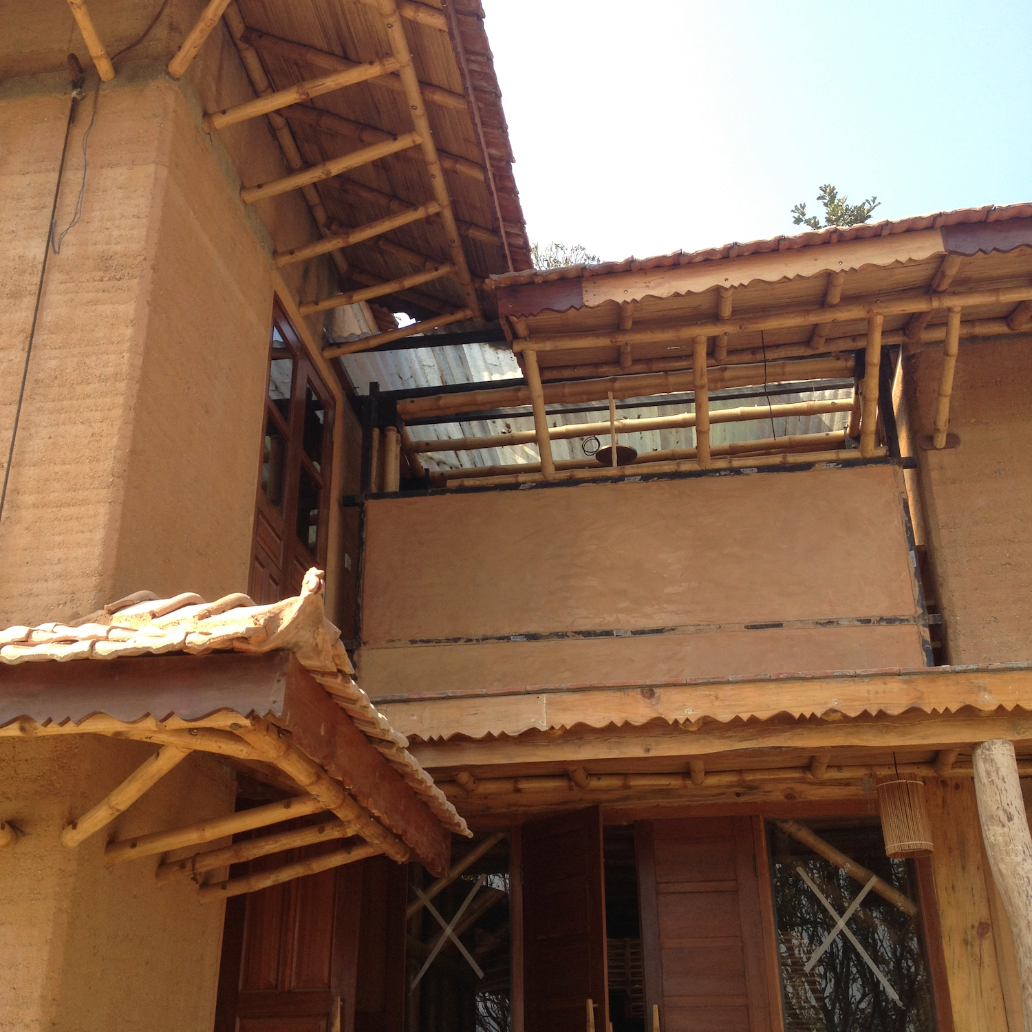 Bamboo building and rammed earth building in Nepal