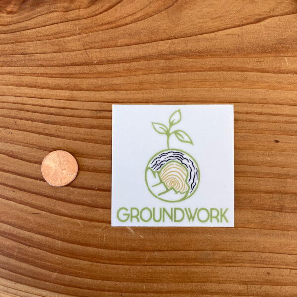 Groundwork Logo Sticker with penny for scale
