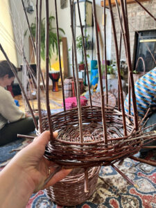 willow basket class in progress