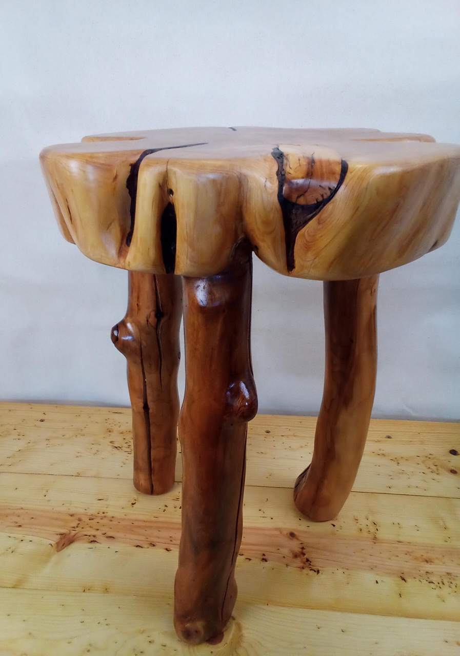 juniper wood stool with live edges