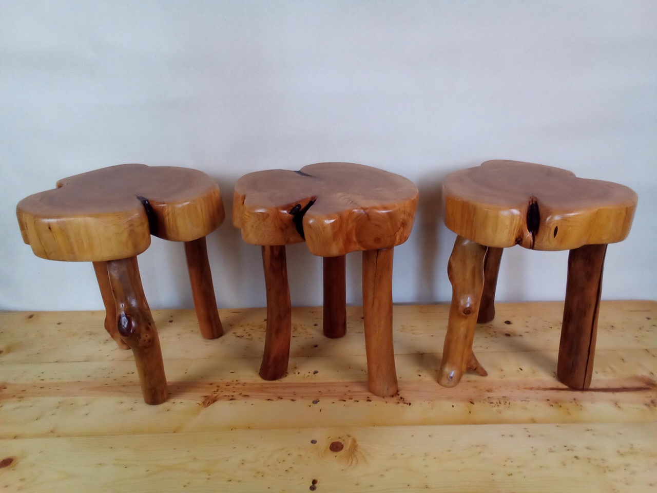 wild live edge juniper wood stools