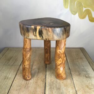 stool made from salvaged wild wood with live edges