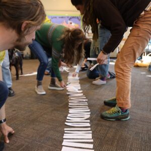 people laying out ideas for the future on small papers