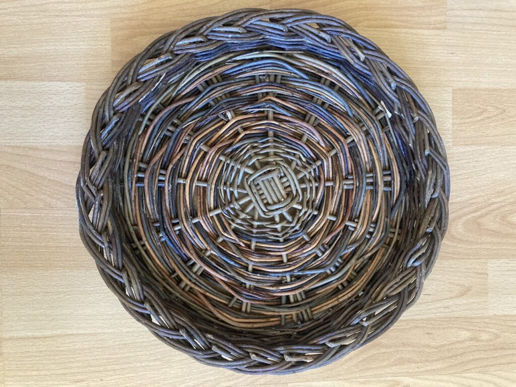 willow fruit basket with braided border