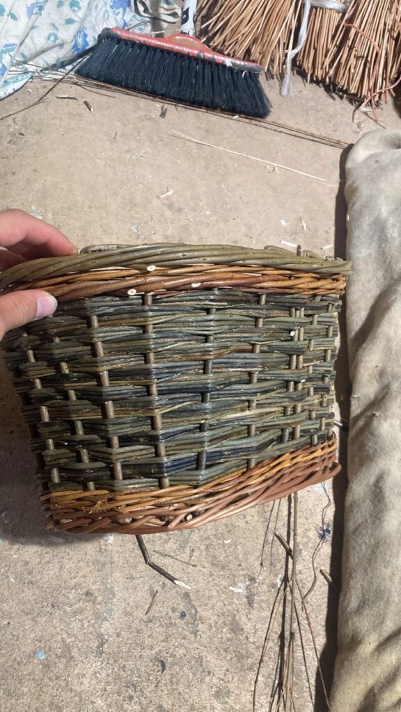 oval basket with green willow