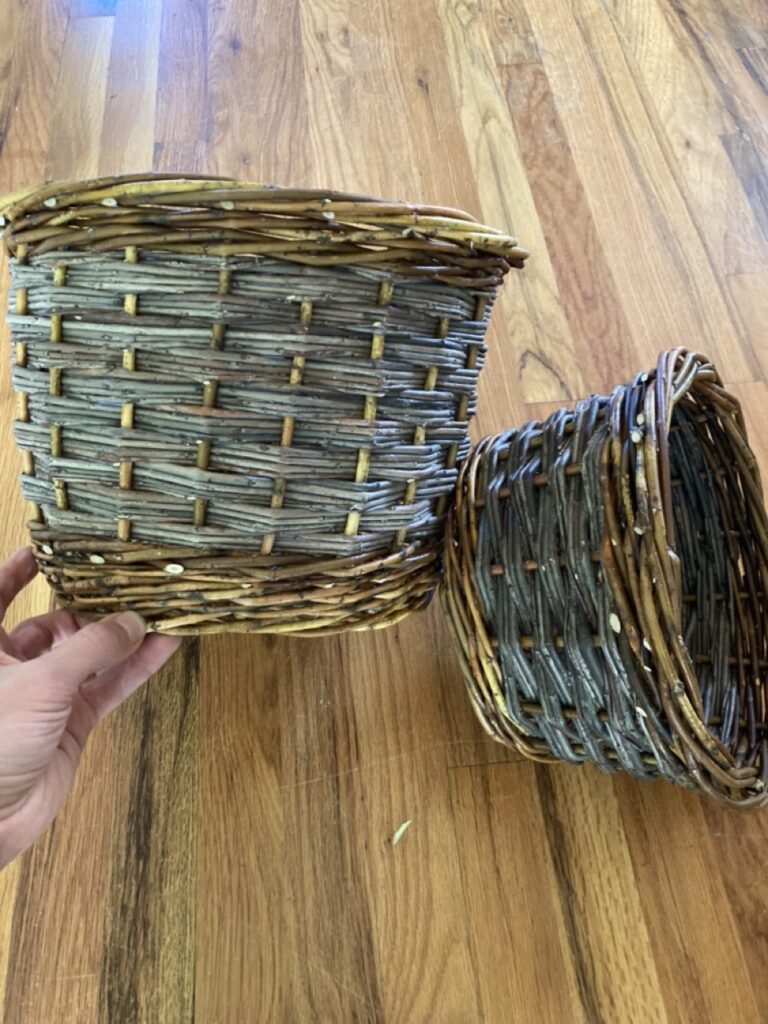 yellow and grey willow baskets