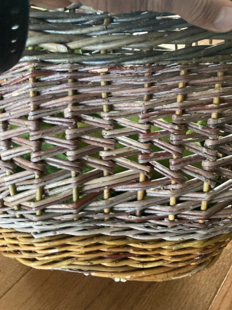 close-up of willow weave on backpack b basket