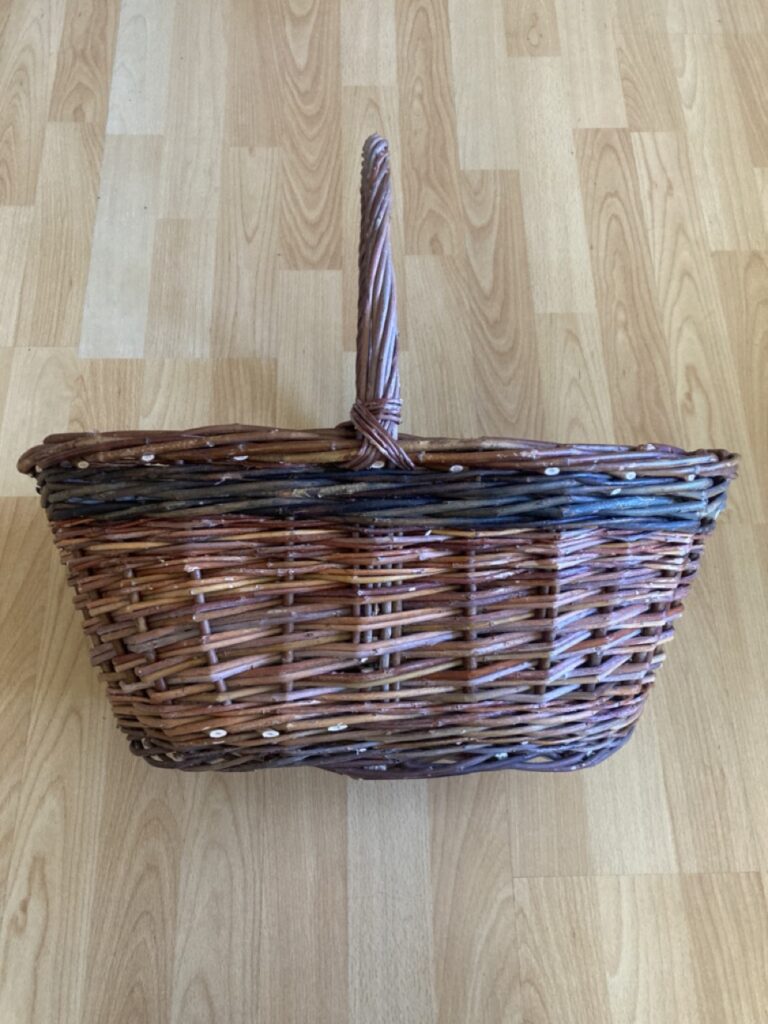 side view of oval willow basket